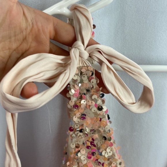 Free People Big Night Sequin Crop Top - Champagne Rose - Size Large NWOT - Picture 8 of 13